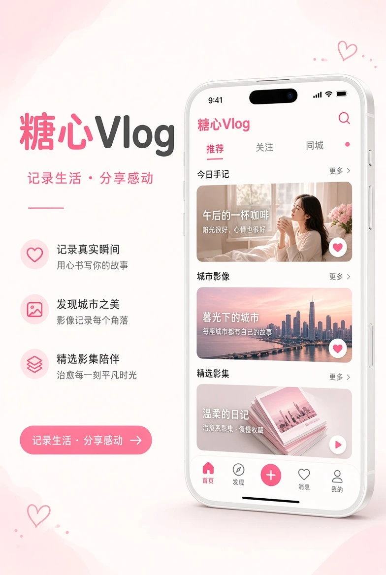 糖心Vlog手机端内容阅读插画